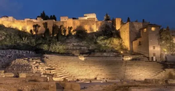 roman theatre of Malaga at night