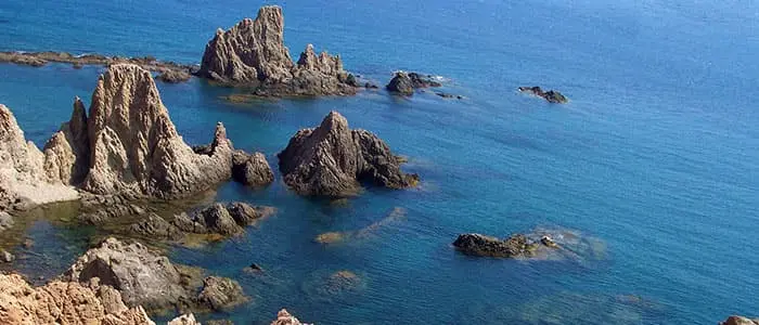 vue aérienne récif des sirènes Cabo de gata Almeria